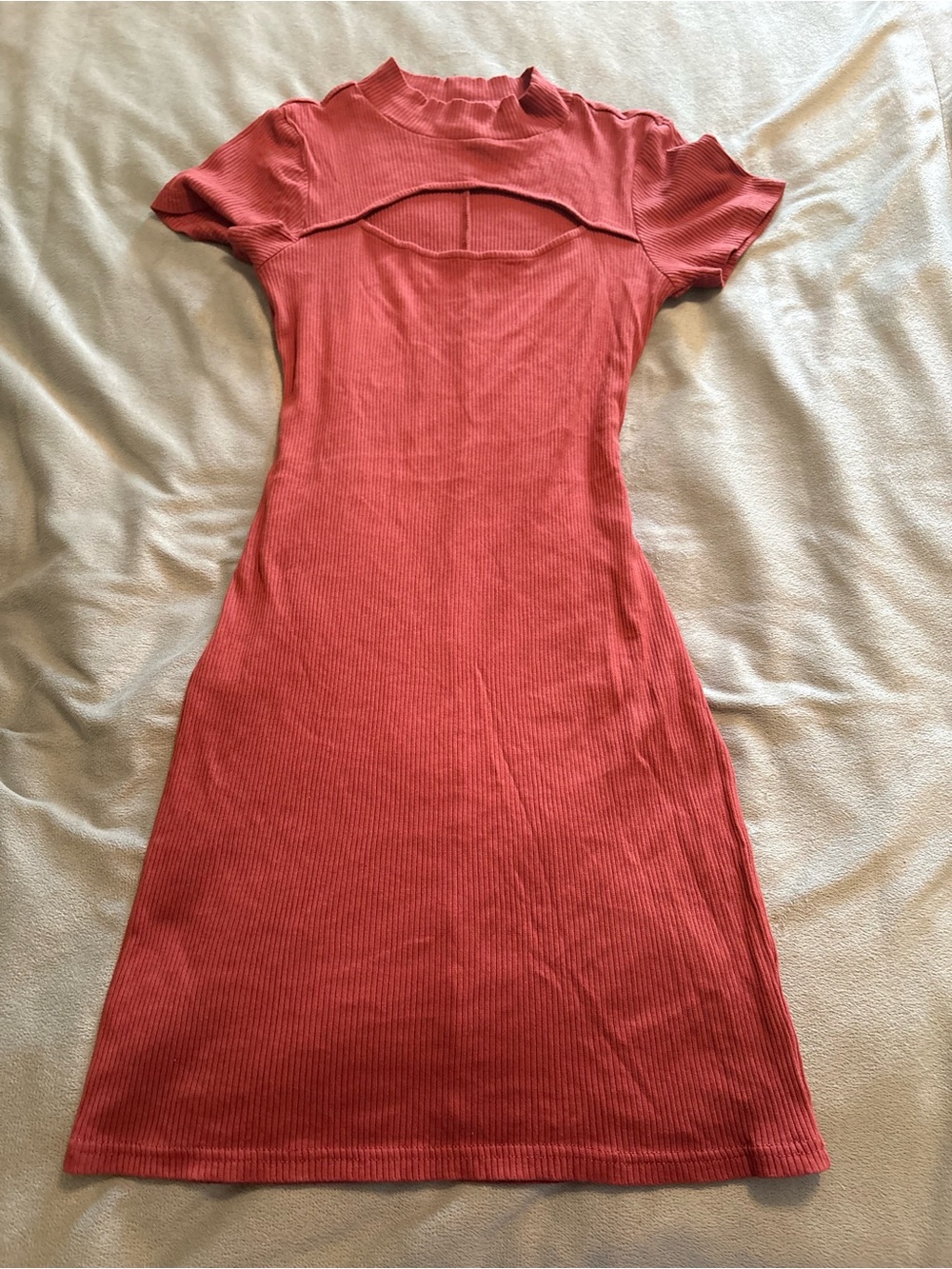 Rue21 Coral Ribbed Midi Dress with Front Cutout